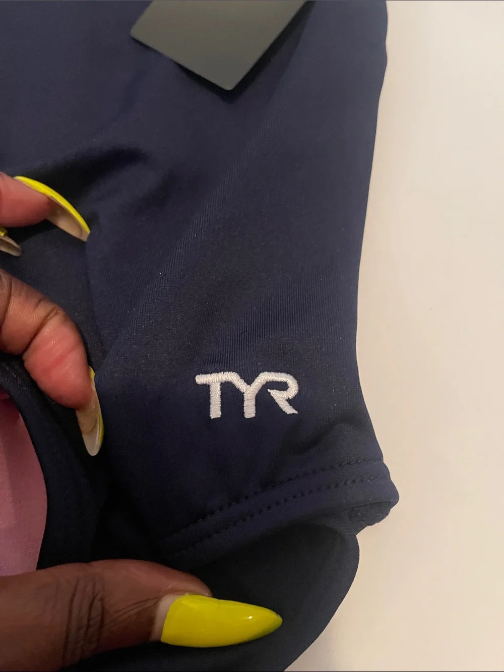 New! Kids TYR Navy One-Piece Swimsuit with Pink Lining